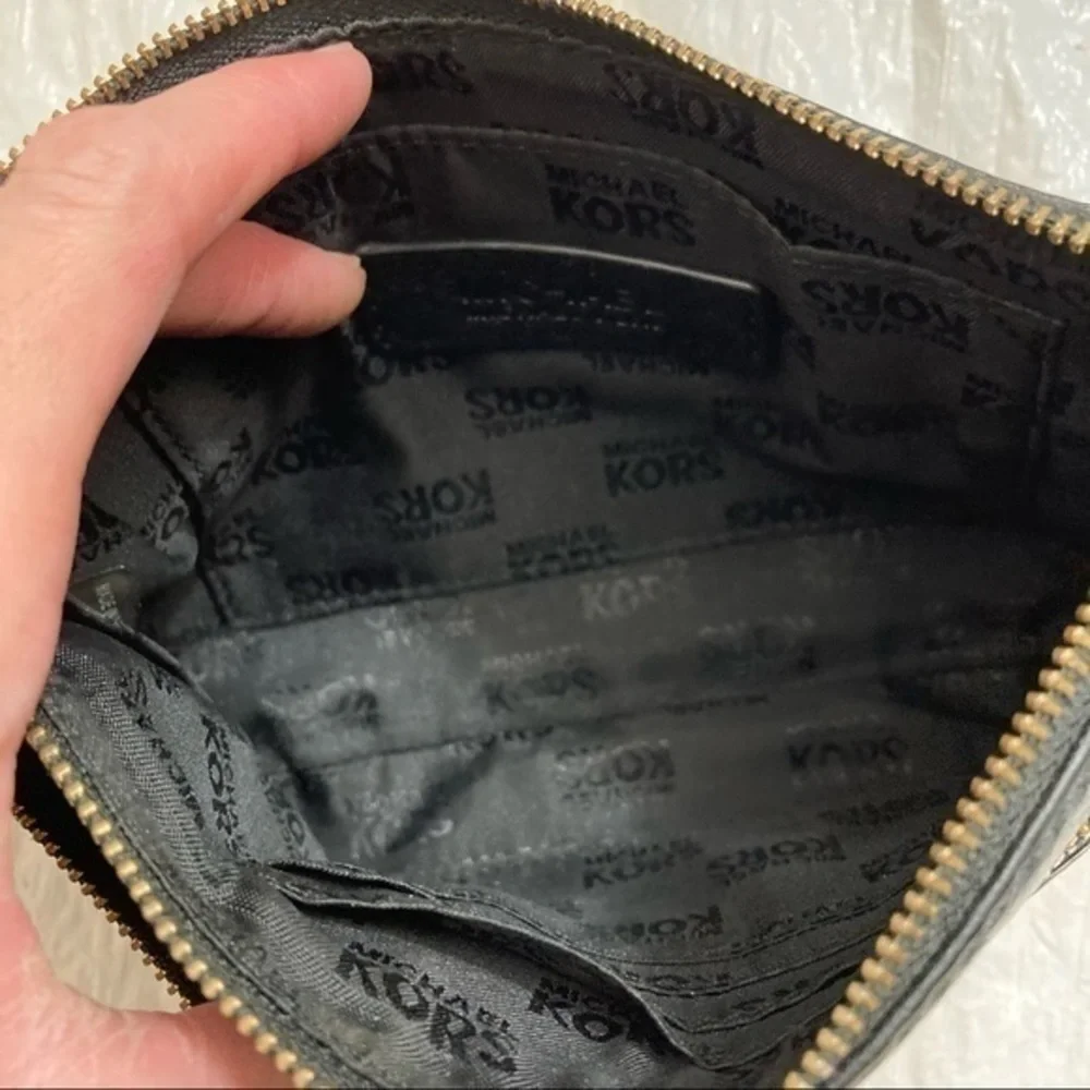 Michael kors black leather mini bag wristlet adorable